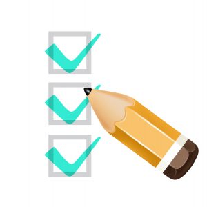 pencil icon with check boxes isolated on white